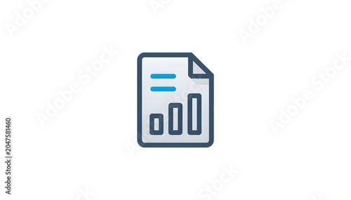 Dark Blue Analytics Report Document with Rising Bar Chart Statistics Icon