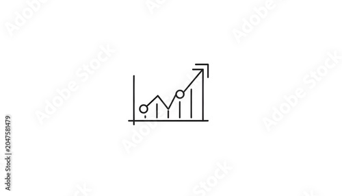 Dark Blue Revenue Analytics Line Graph with Rising Arrow Dashboard Icon