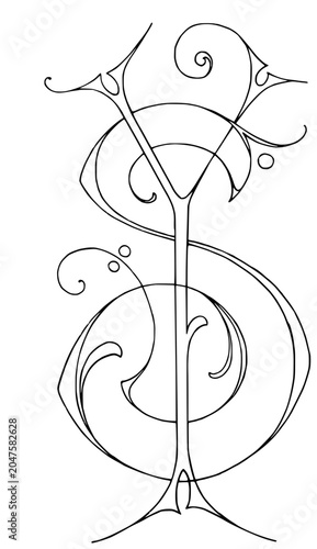 Decorative Intertwined Monogram Letters S and Y Line Art