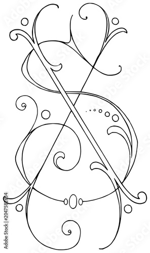 Decorative Intertwined Monogram Letters S and X Line Art