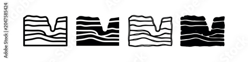 Φωτογραφία Abstract geological layers or canyon rock formation icon set