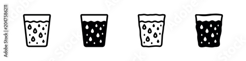 Foto Glass of water with drops icon, hydration and freshness symbol