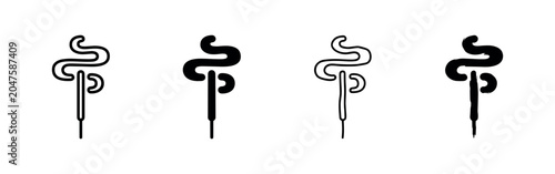 Принти на полотні Incense stick with rising smoke icon set, aroma meditation and relaxation symbol