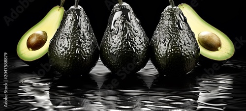 art of avocado a black and white high contrast full body. Generative AI