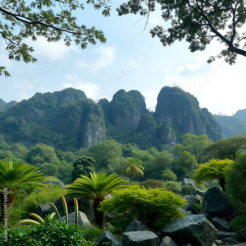 Taman zen dengan batu dan pasir