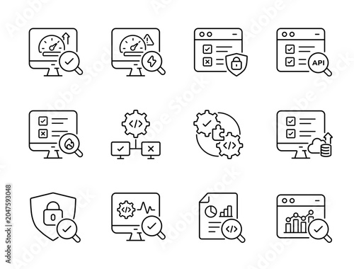 Tableau sur toile Performance and security testing icon set