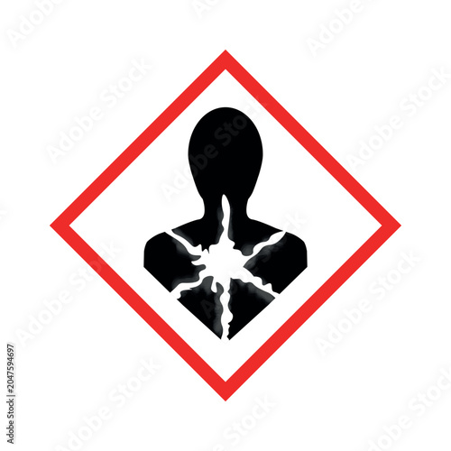 Health hazard sign class 6 vector flat design on white background. Long term danger placard label. Irritating to eyes, skin and respiratory system.