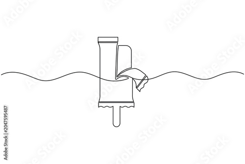 Wrapped popsicle ice cream bar continuous one line drawing minimalist ice cream dessert vector illustration