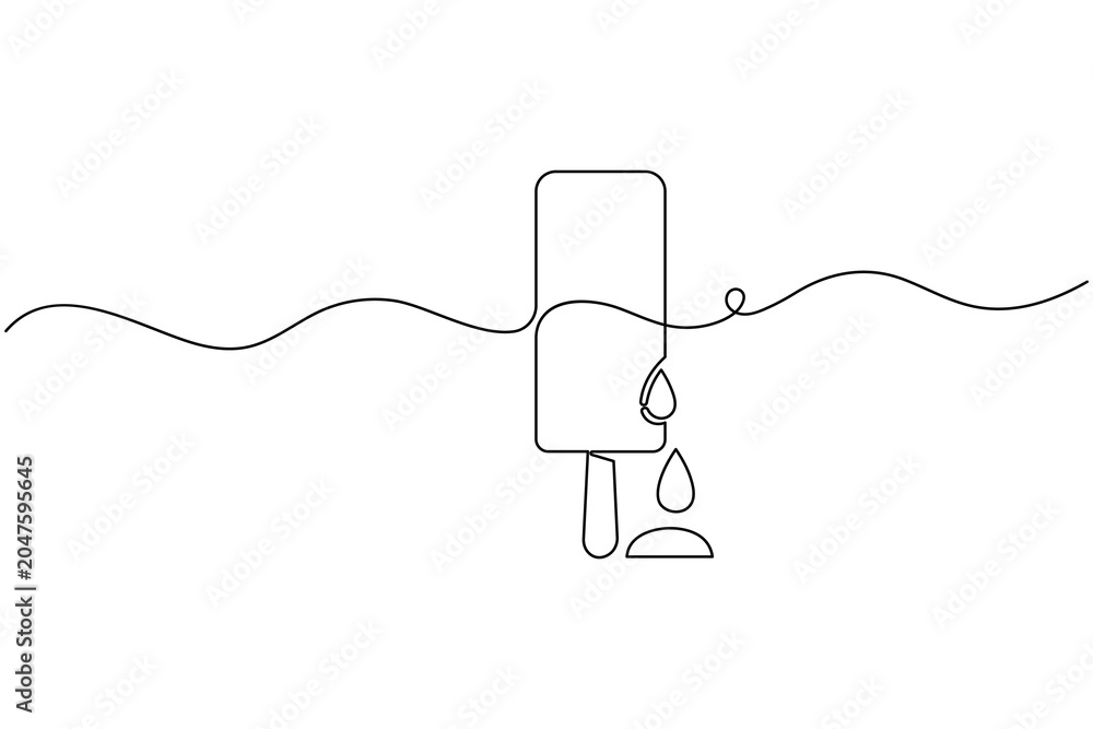 Obraz premium Frozen popsicle ice cream bar continuous one line drawing minimalist ice cream dessert vector illustration
