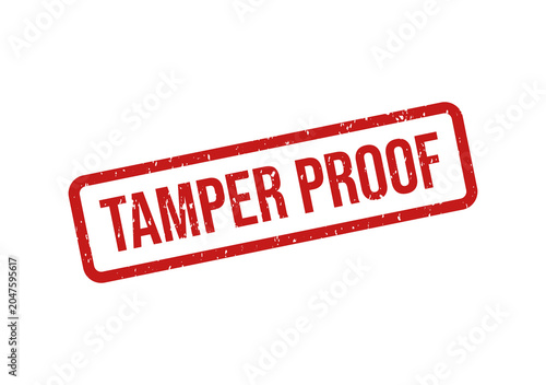 Fotografija Red tamper proof security stamp on transparent background