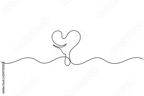 Heart shaped popsicle ice cream bar continuous one line drawing minimalist ice cream dessert vector illustration