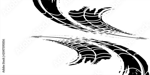 Schilderij op canvas Grunge tire tracks warp vector illustration