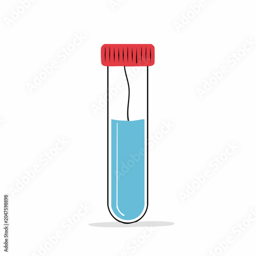 Flat design illustration of a test tube with blue liquid