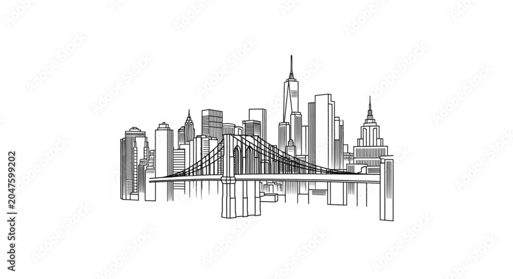 Obraz premium Bridge in New York City Skyline.