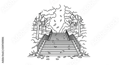 Staircase with Railing and Steps.