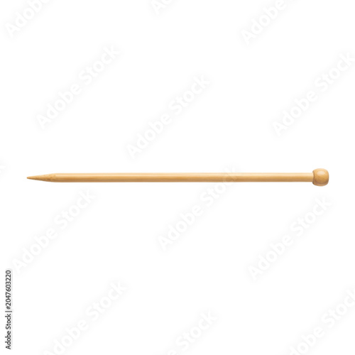 Single wooden knitting needle, pointed tip, rounded end