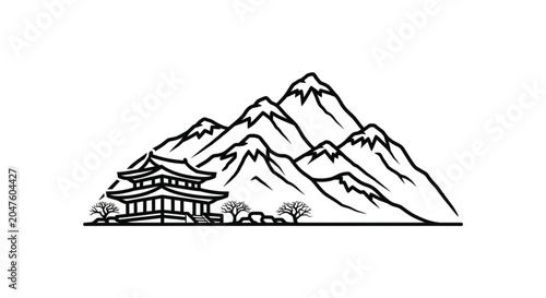 Traditional Asian Style Building Structure.