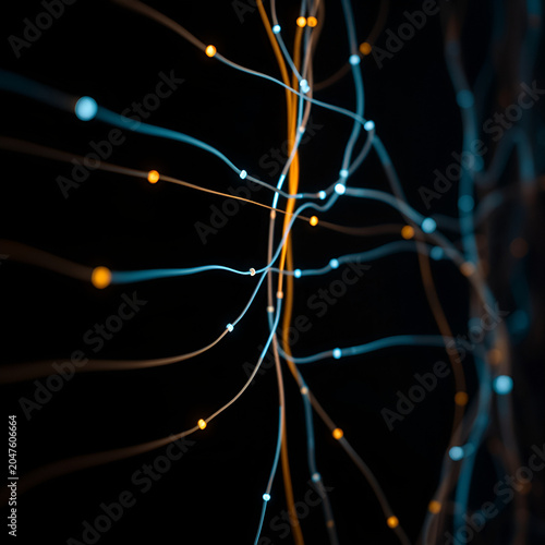 Digital network connections on dark background