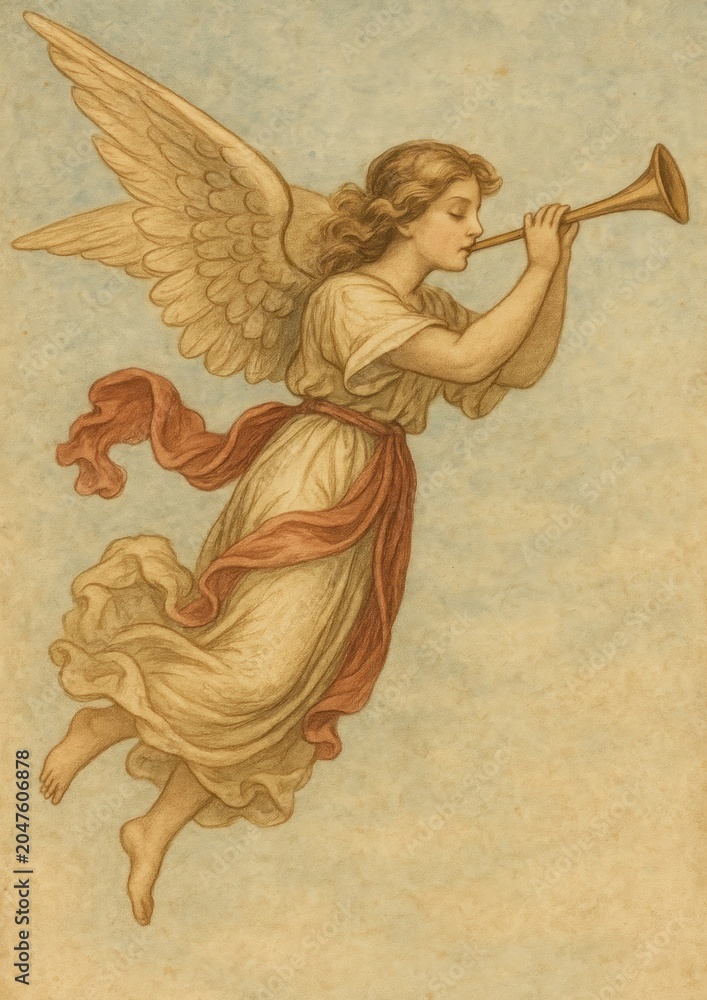 Obraz premium Ethereal angelic trumpet serenade.