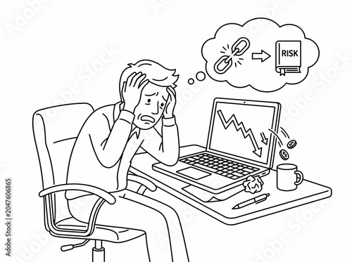 Canvas Print Stressed Businessman Worried About Business Risk and Financial Loss