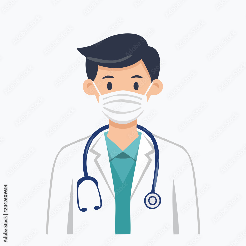 Fototapeta premium Doctor wearing a face mask and stethoscope