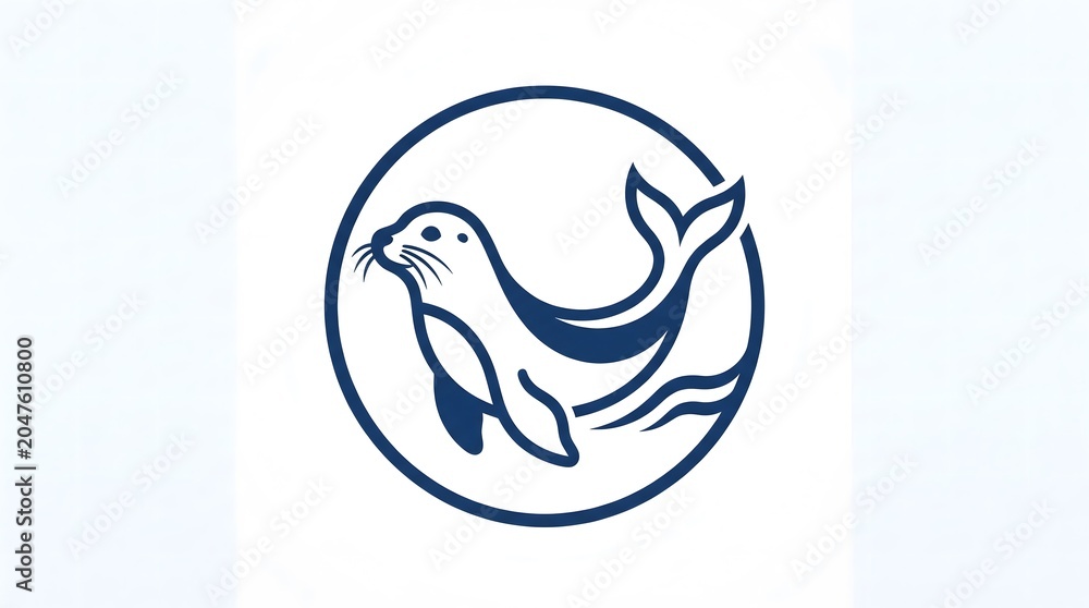 Naklejka premium Minimalist seal logo design template featuring a stylized marine mammal inside a circle