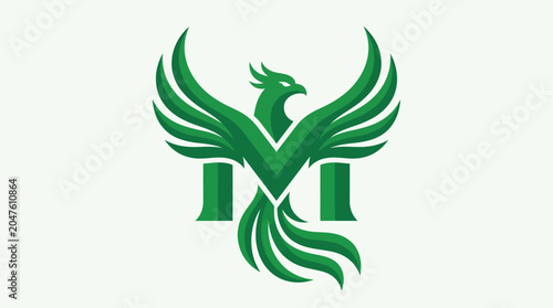 Foto Green phoenix bird logo symbol.
