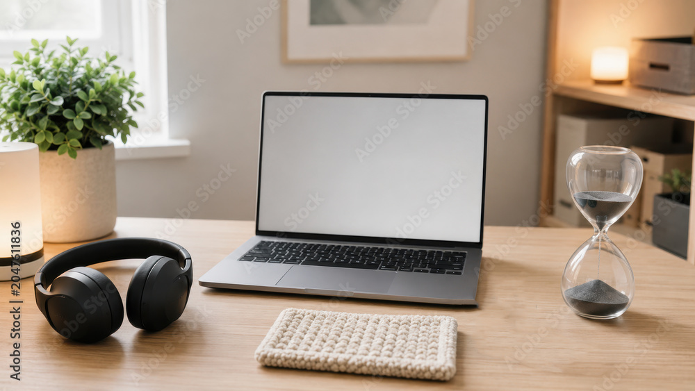 Fototapeta premium Neurodivergent Friendly Remote Workspace With Sensory Tools