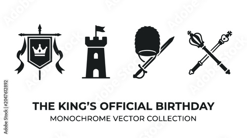 Fotografie Royal Symbols and Icons - King's Official Birthday Vector Collection