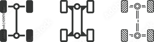 Konstfotografi Car Chassis and Drivetrain Icons Featuring Automotive Axle, Wheel System, Suspen