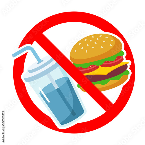 No food or no drink allowed png prohibition sign on transparent background. Print ready forbidden fast food and soda warning sign. Eating and drinking restriction symbol for office, hospital and gym