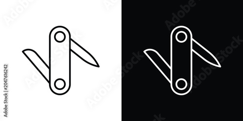 Foto Swiss Knife icon in editable outlined, Vector EPS10