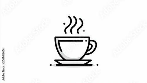 Obraz na płótnie Steaming hot cup of coffee in a simple line art style