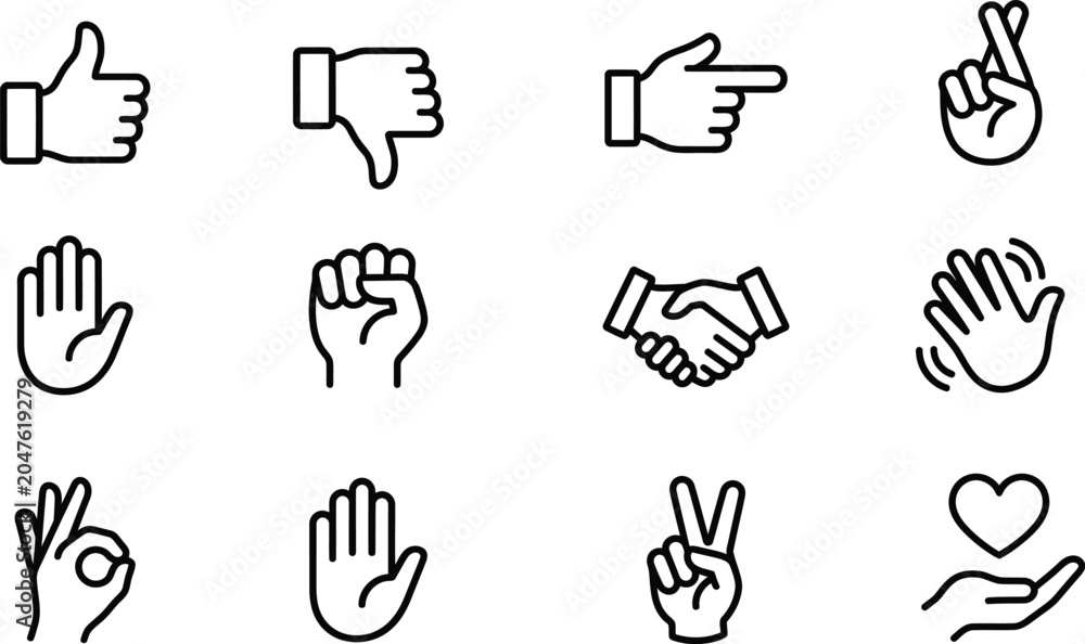 Fototapeta premium Hand Gesture Icon Set