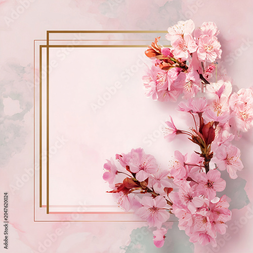 Cherry blossoms with blank space for text and designs in pink tones