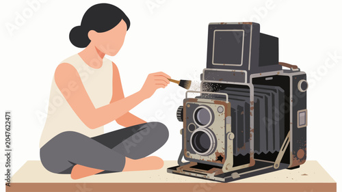 Vintage retro film camera isolated on white background