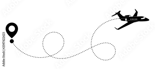 Png airplane line and dotted path reflecting travelling or flight route. Can be used for map navigation, holiday planning, destination, trip, location, banner, poster design, vacation etc concept.
