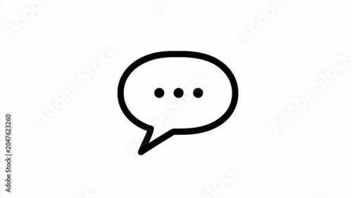 Quadro su tela Black speech bubble with three dots on white background