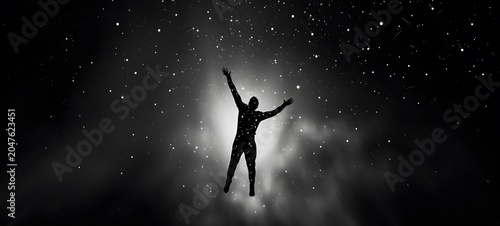 art of falling stars a black and white high contrast full body. Generative AI