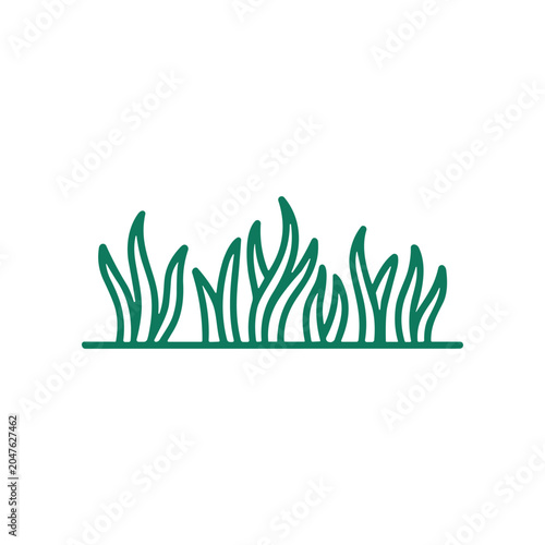 Foto Green grass blades growing naturally outdoors.