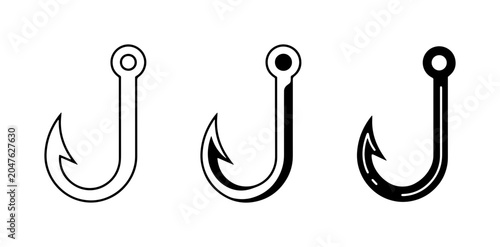 Canvastavla Fishing Hooks Vector Icons, Metal Fishing Gear, Angling Equipment Set