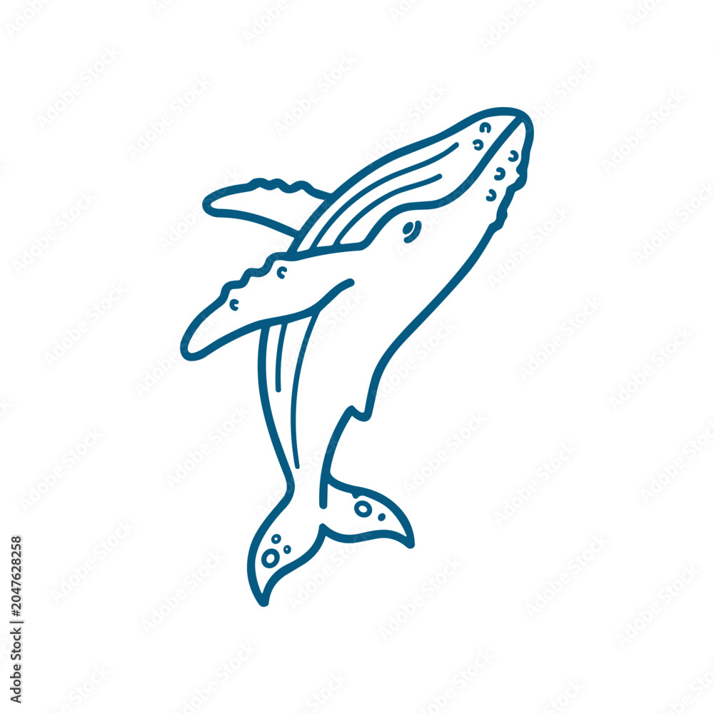 Naklejka premium Whale jumping out of water illustration.