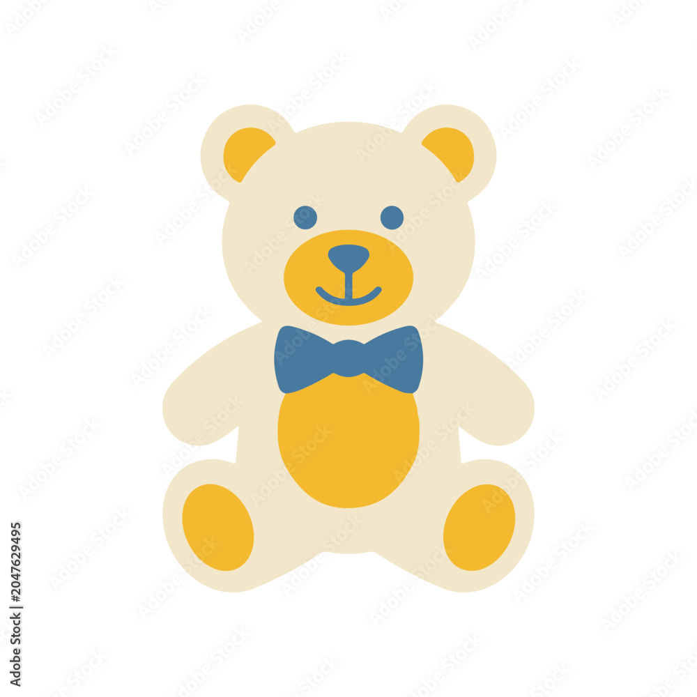 Fototapeta premium Cute Cartoon Teddy Bear Sitting Down.