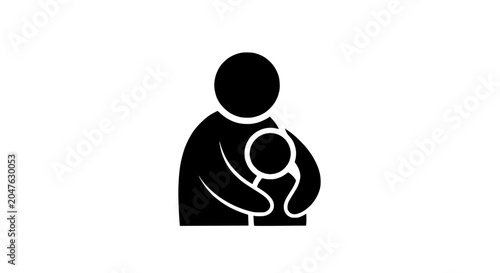 Parent Hugging Child Icon Silhouette