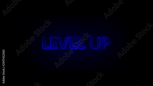level up neon bright text font colorful 4k video animation. Neon level up sign and upper Level . neon next Level text. Game concept next level. 4k video animation.