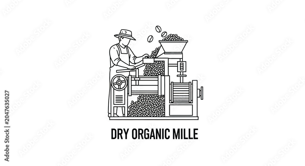 Naklejka premium Man operating a dry organic mill.