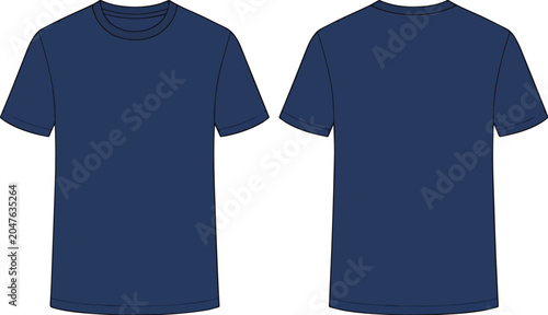 Plain Men's T-Shirt Template in Navy Colors