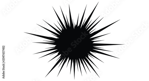 Картината върху платно Intricate Black Sea Urchin Silhouette Illustration Design.