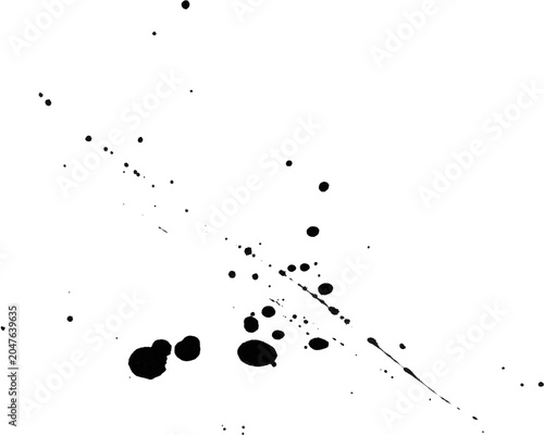 Black blood splatter texture with ink splashes isolated on white background