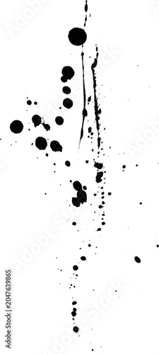 Black blood and ink splatter texture isolated on white background